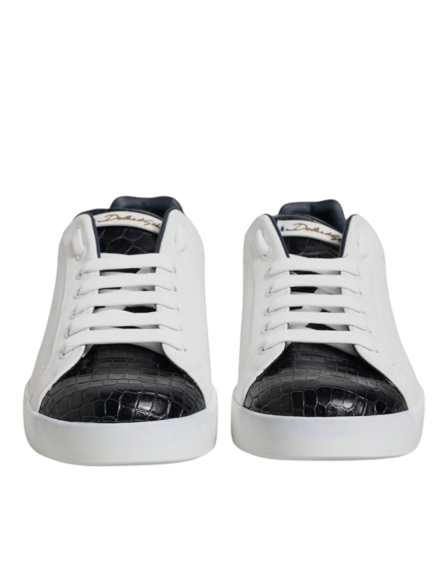 Dolce & Gabbana White Black Leather Portofino Sneaker Men's Shoes (Pre-Owned)