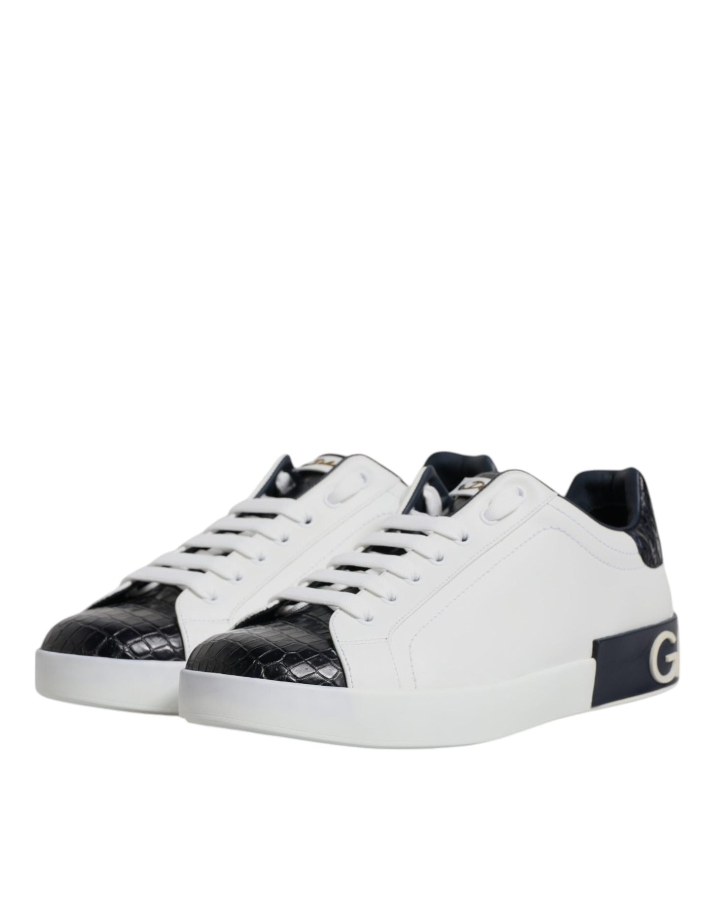 Dolce & Gabbana White Black Leather Portofino Sneaker Men's Shoes (Pre-Owned)