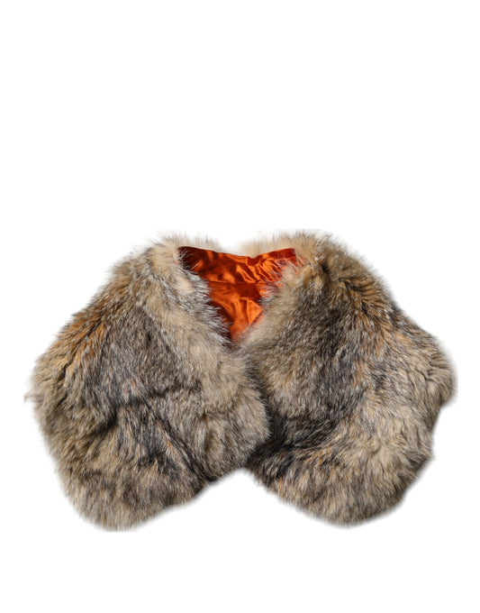 Dolce & Gabbana Brown Fur Shoulder Collar Neck Wrap Women's Scarf