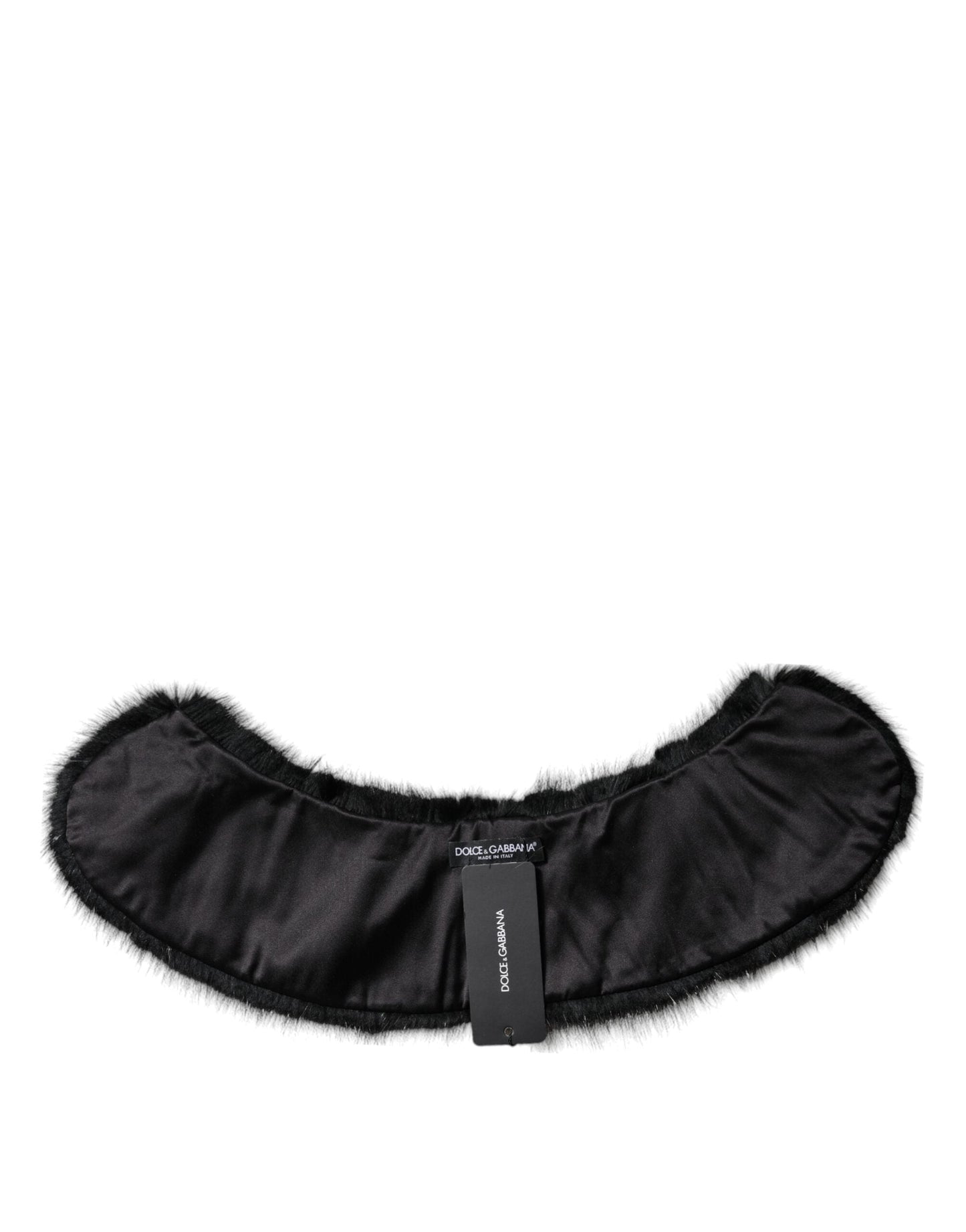 Dolce & Gabbana Black Fur Shawl Neck Wrap Cover Collar Women's Scarf