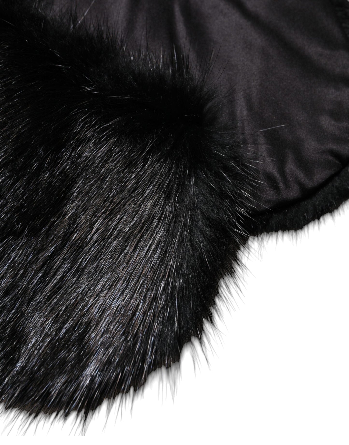 Dolce & Gabbana Black Fur Shawl Neck Wrap Cover Collar Women's Scarf