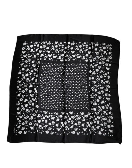 Dolce & Gabbana Black Floral Silk Square Wrap Shawl Women's Scarf (Pre-Owned)