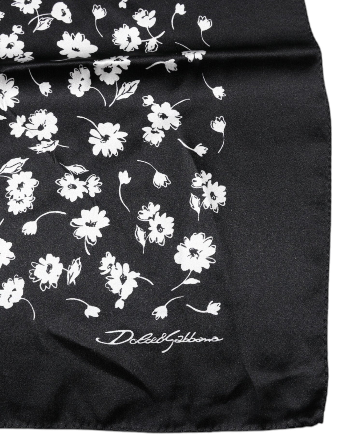 Dolce & Gabbana Black Floral Silk Square Wrap Shawl Women's Scarf (Pre-Owned)