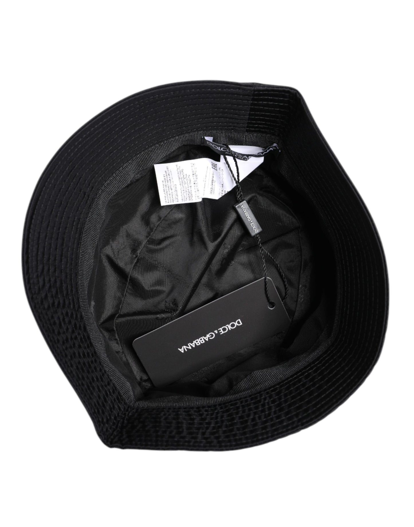 Dolce & Gabbana Black Cotton Wide Brim Bucket Men's Hat