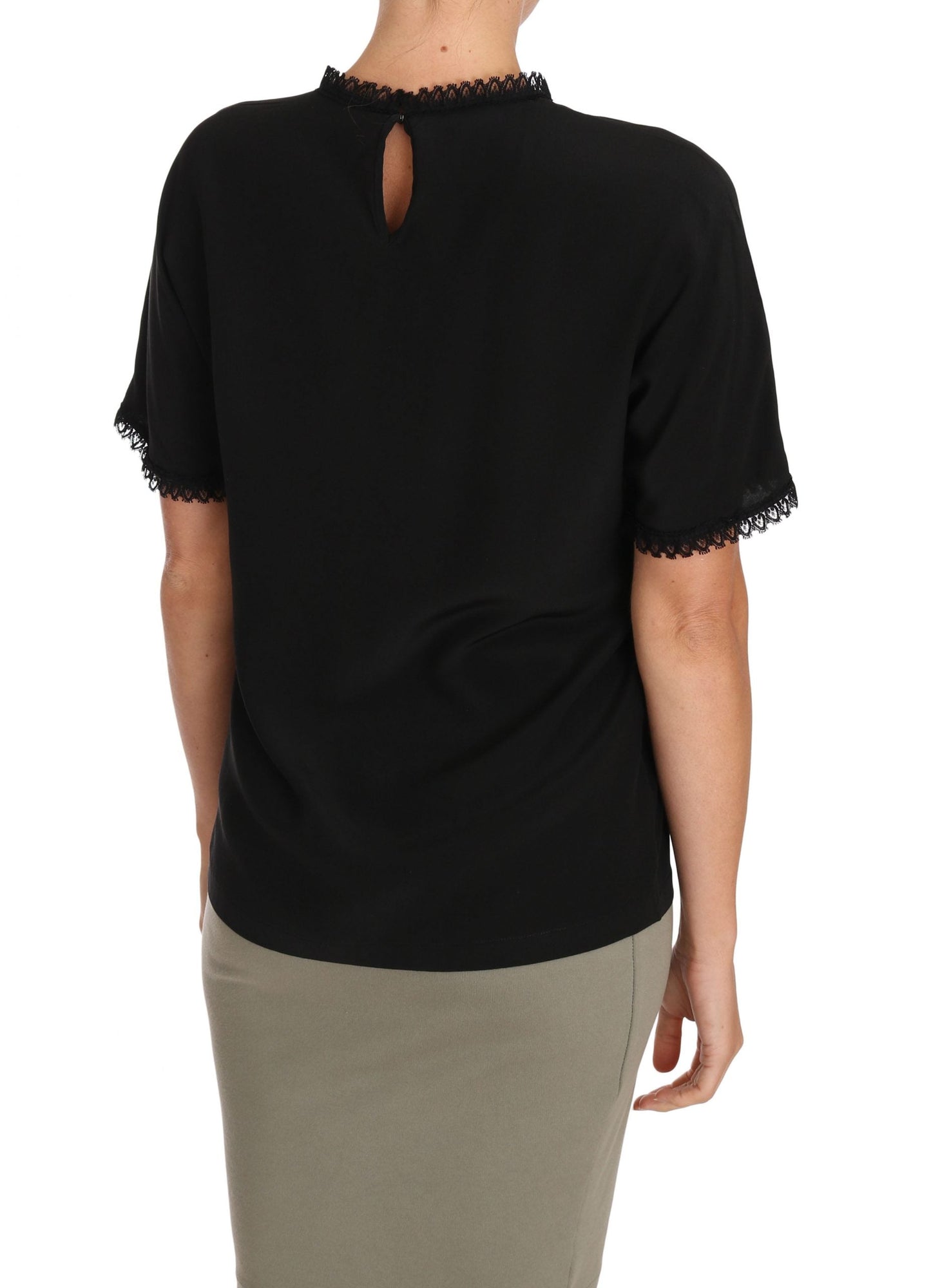 Dolce & Gabbana Black Silk Lace Top Blouse Women's T-Shirt