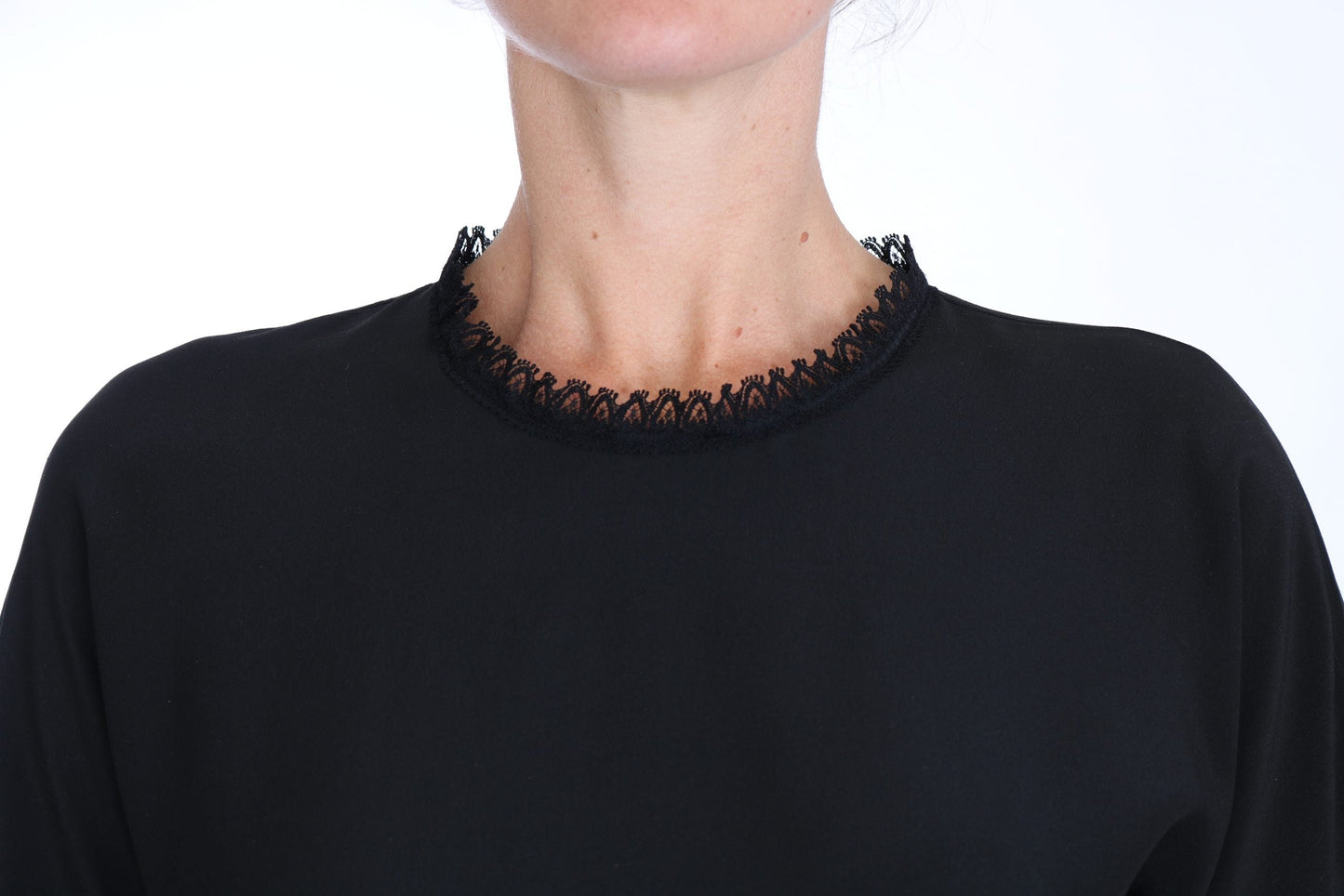 Dolce & Gabbana Black Silk Lace Top Blouse Women's T-Shirt