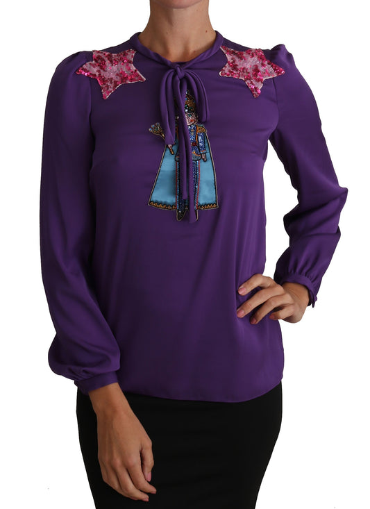 Dolce & Gabbana Purple Blouse Prince  Fairy Tale Embellished  Women's Top