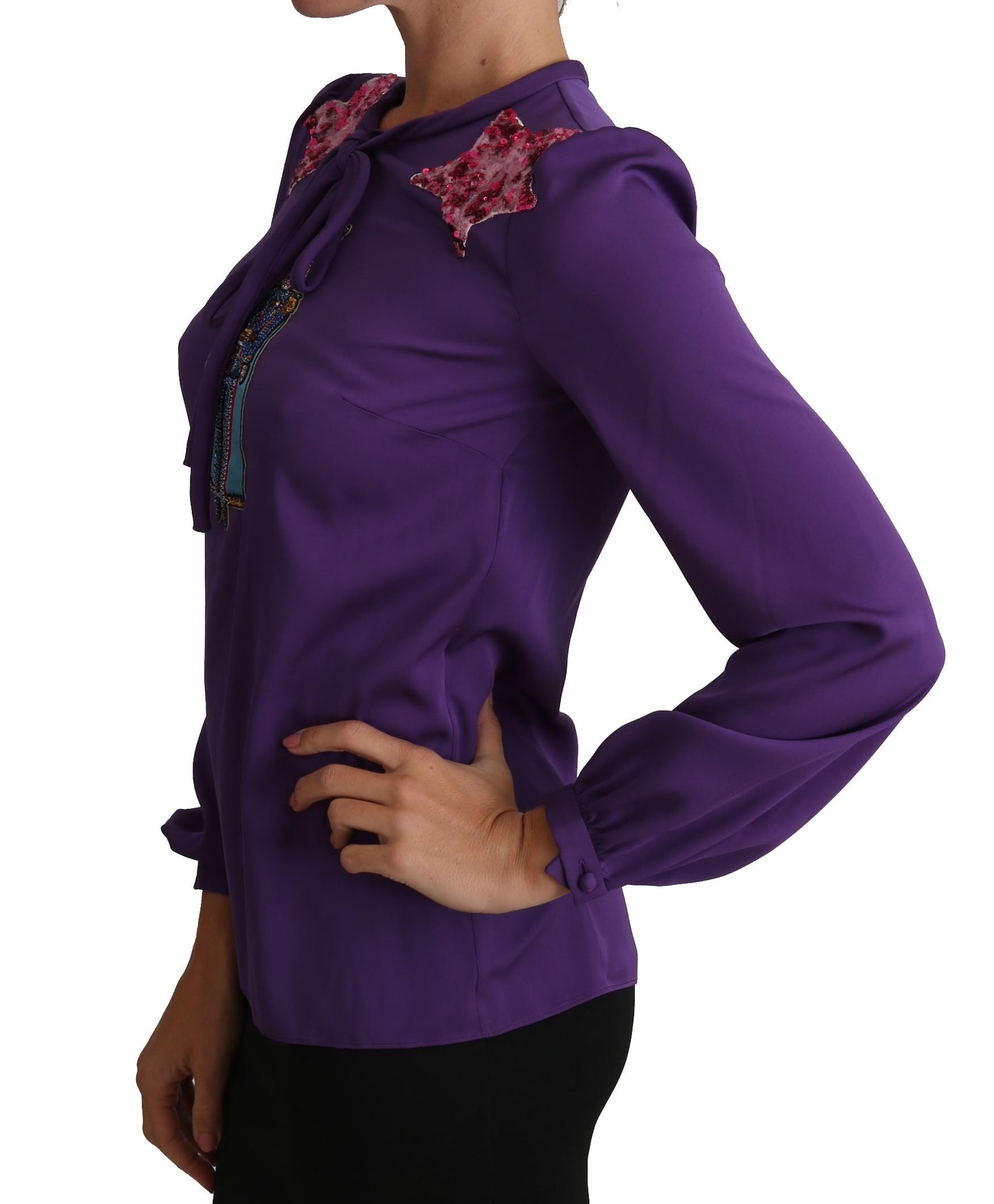 Dolce & Gabbana Purple Blouse Prince  Fairy Tale Embellished  Women's Top