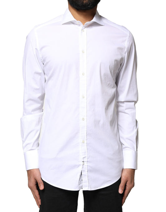Dolce & Gabbana White GOLD Cotton Long Sleeves Dress Men's Shirt