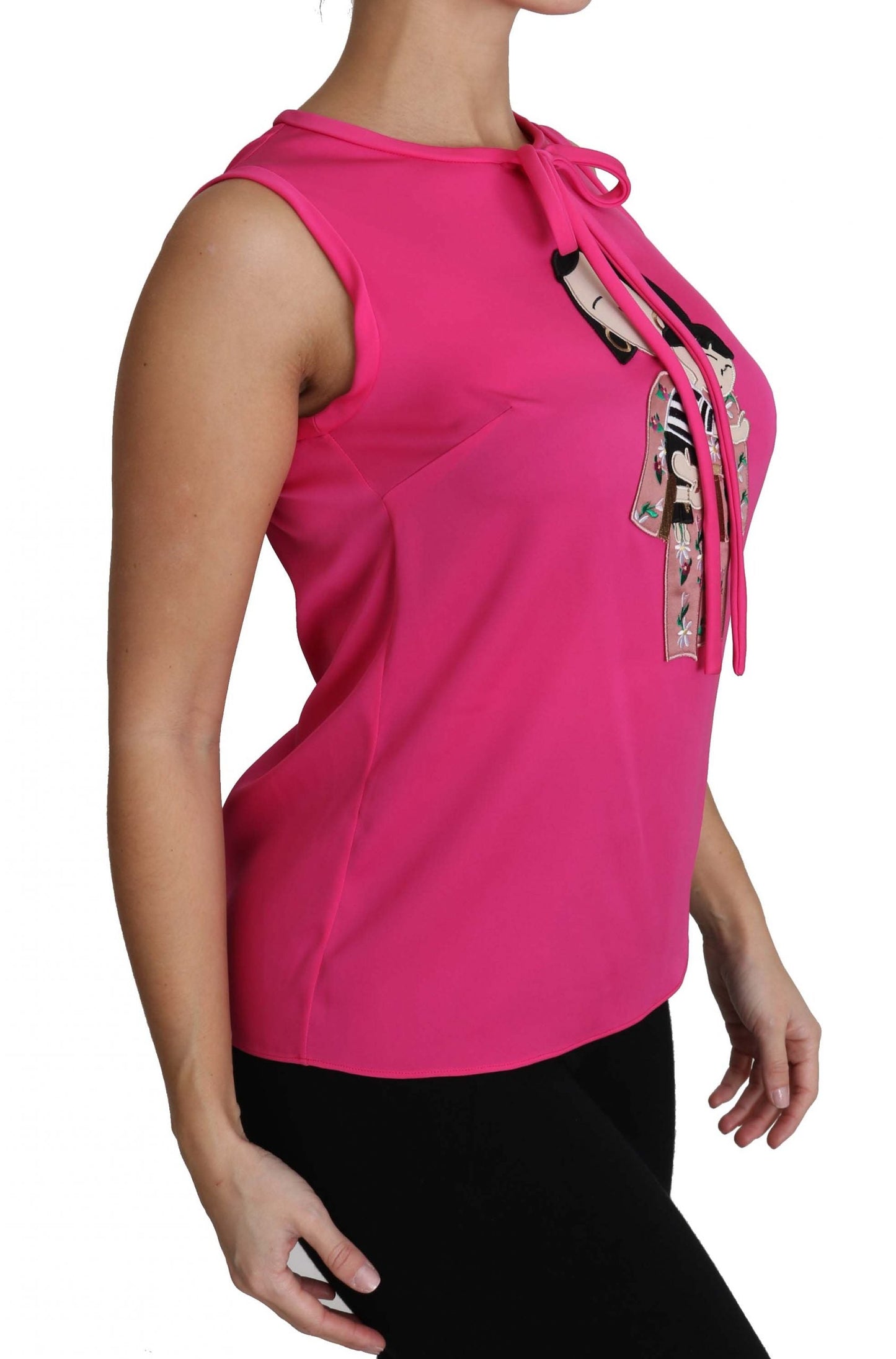 Dolce & Gabbana Pink Family Silk Tank  Mama Blouse Top Women's Shirt