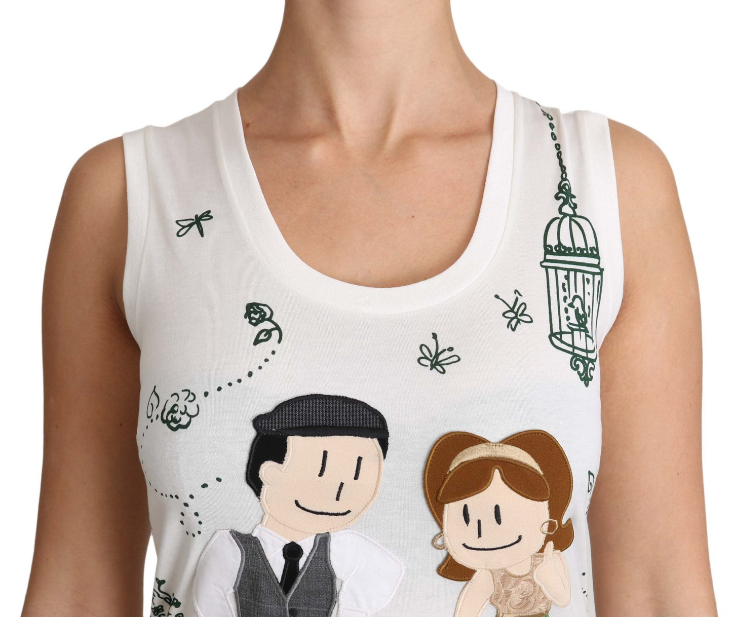 Dolce & Gabbana White Cotton #dgfamily Sleeveless Shirt Tank Women's Top