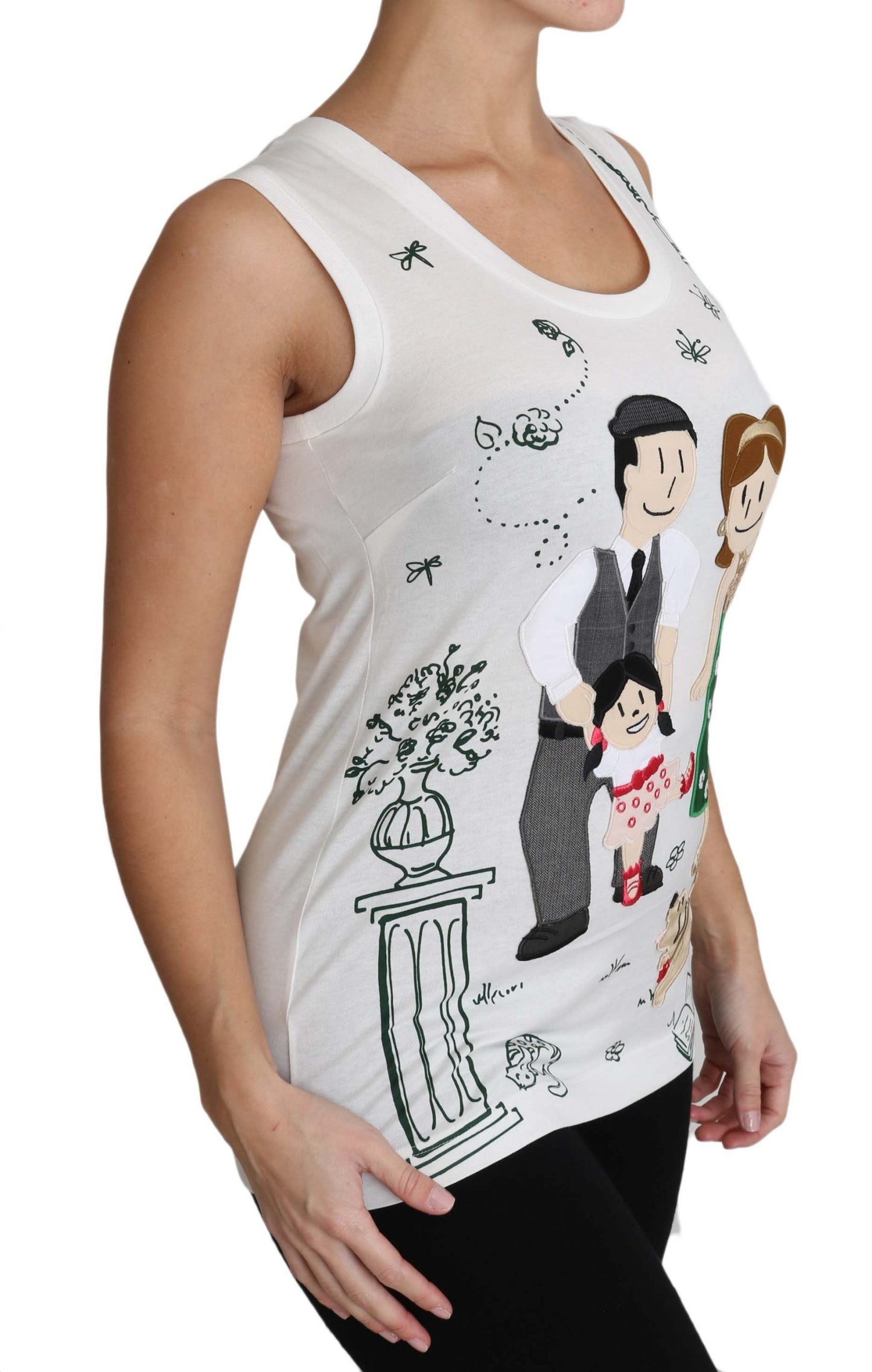 Dolce & Gabbana White Cotton #dgfamily Sleeveless Shirt Tank Women's Top
