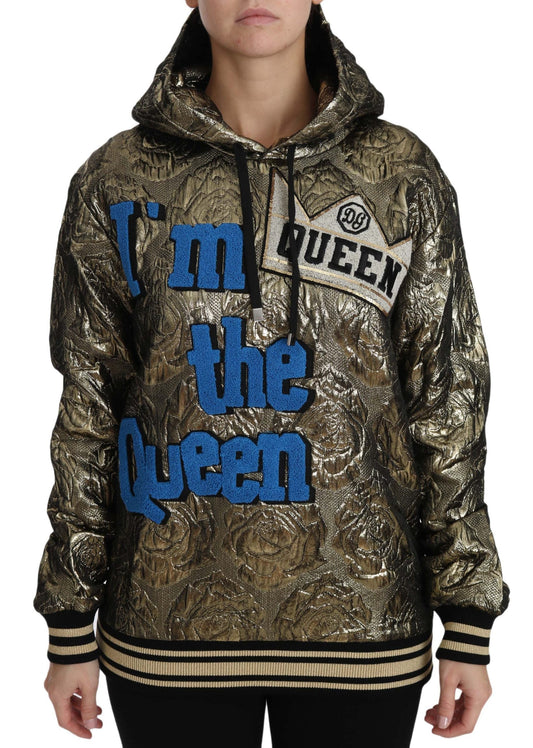 Dolce & Gabbana Im The Queen Jaquard Gold Sweatshirt  Women's Hoodie