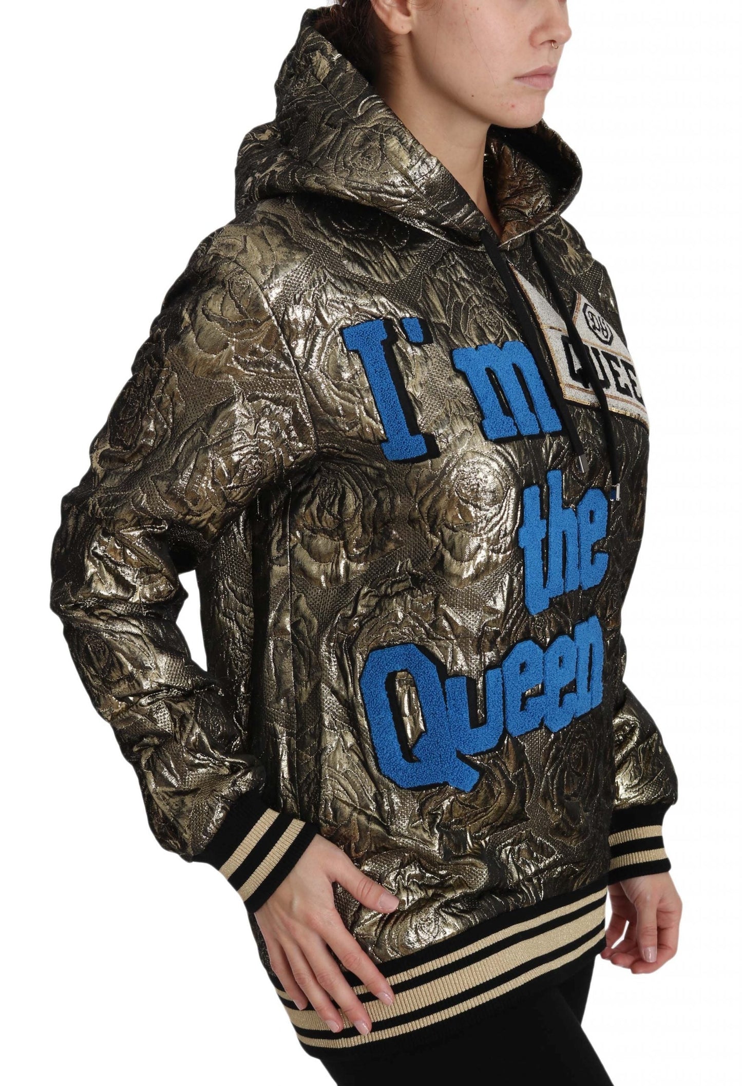 Dolce & Gabbana Im The Queen Jaquard Gold Sweatshirt  Women's Hoodie