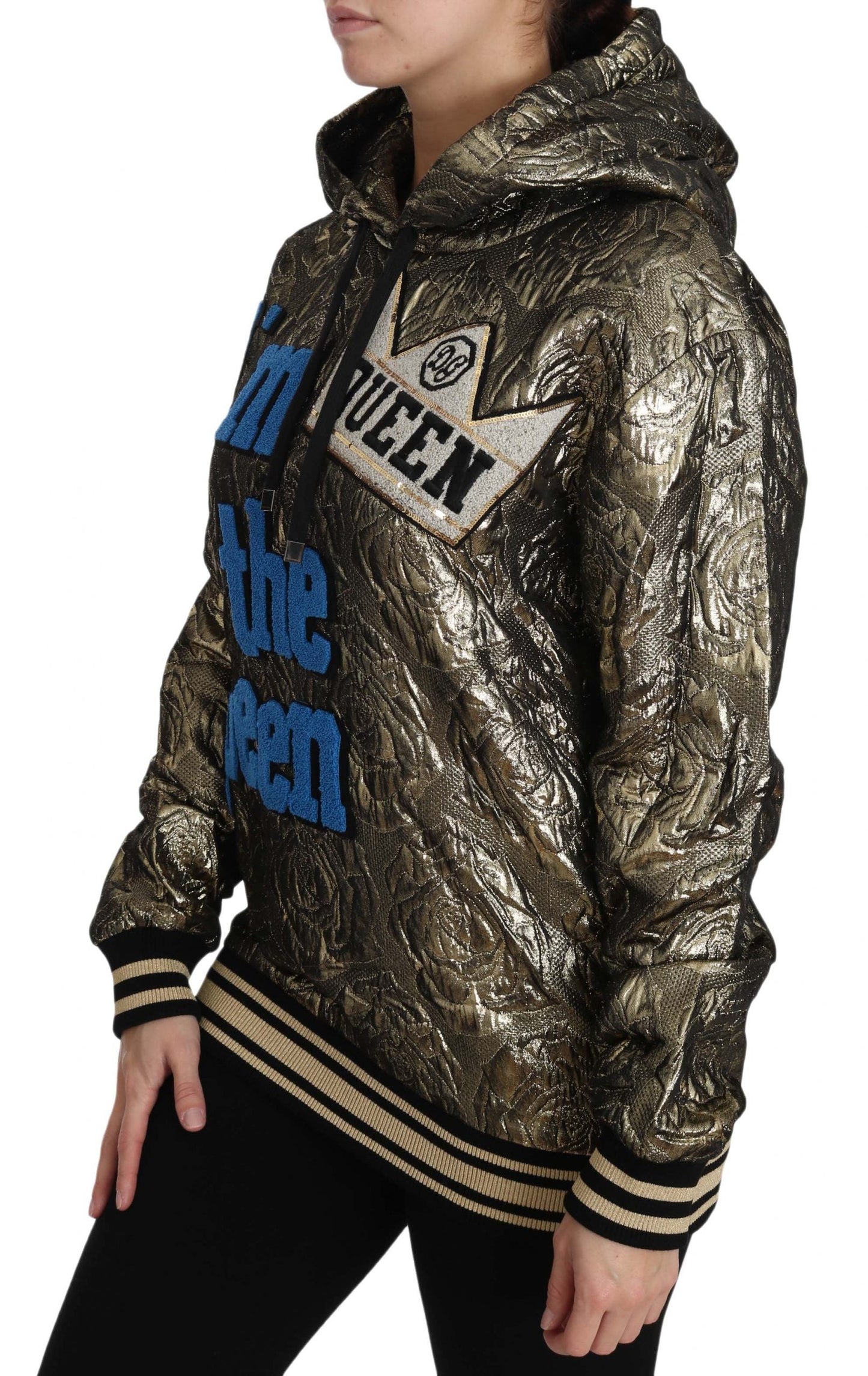 Dolce & Gabbana Im The Queen Jaquard Gold Sweatshirt  Women's Hoodie