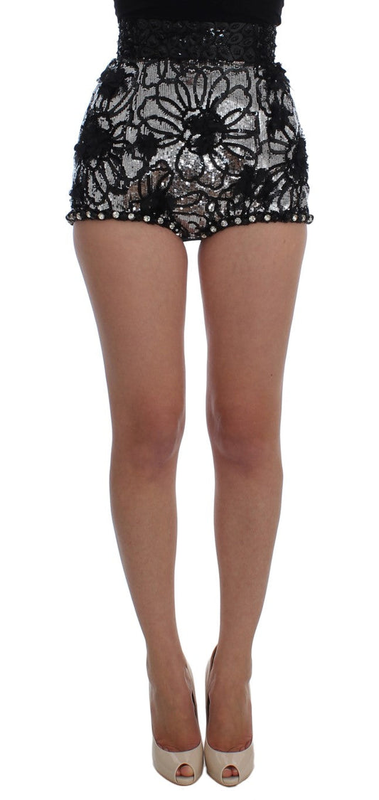 Dolce & Gabbana Black Crystal Sequined Mini Women's Shorts