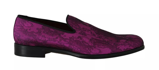 Dolce & Gabbana Purple Jacquard Loafers Dress Formal Men's Shoes