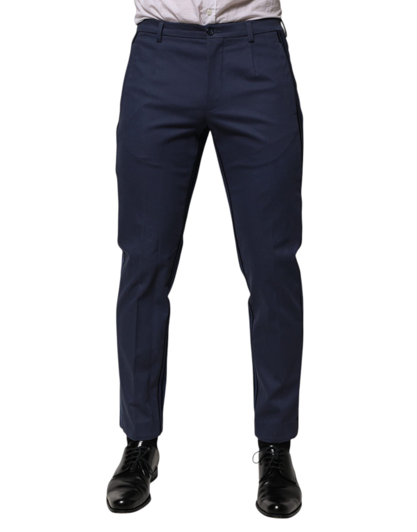 Dolce & Gabbana Blue Cotton Tapered Men Formal Trousers Men's Pants