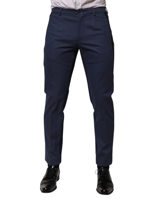 Dolce & Gabbana Blue Cotton Tapered Men Formal Trousers Men's Pants