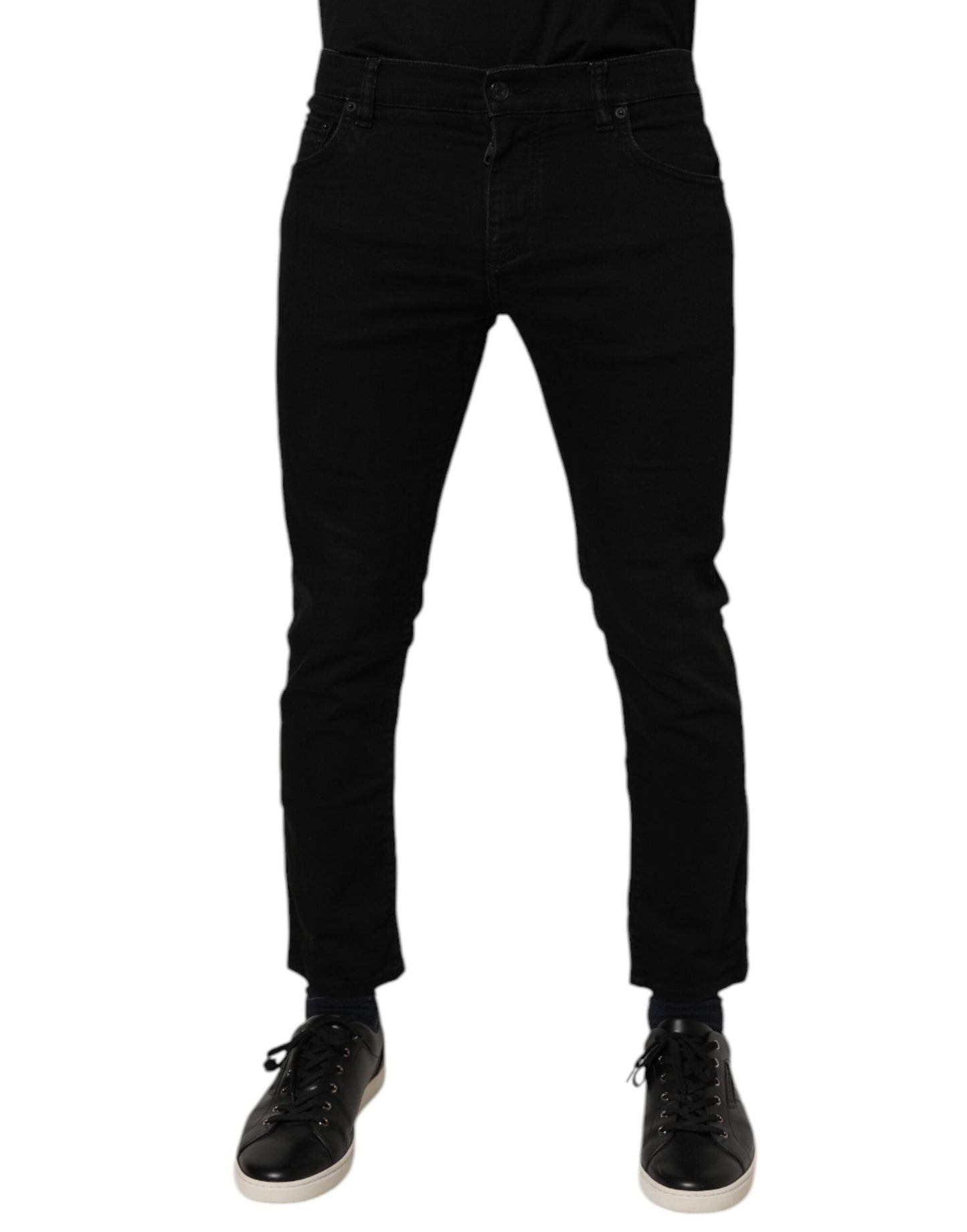Dolce & Gabbana Black Cotton Skinny Jeans Men Trouser Men's Pants (Pre-Owned)