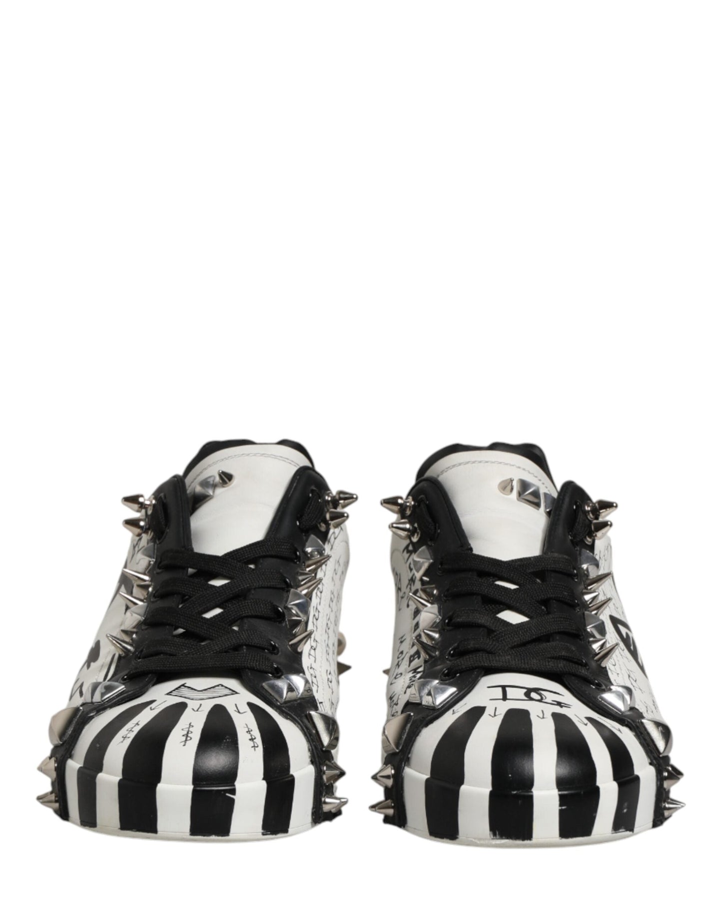 Dolce & Gabbana Black White Studded Low Top Sneakers Men's Shoes (Pre-Owned)