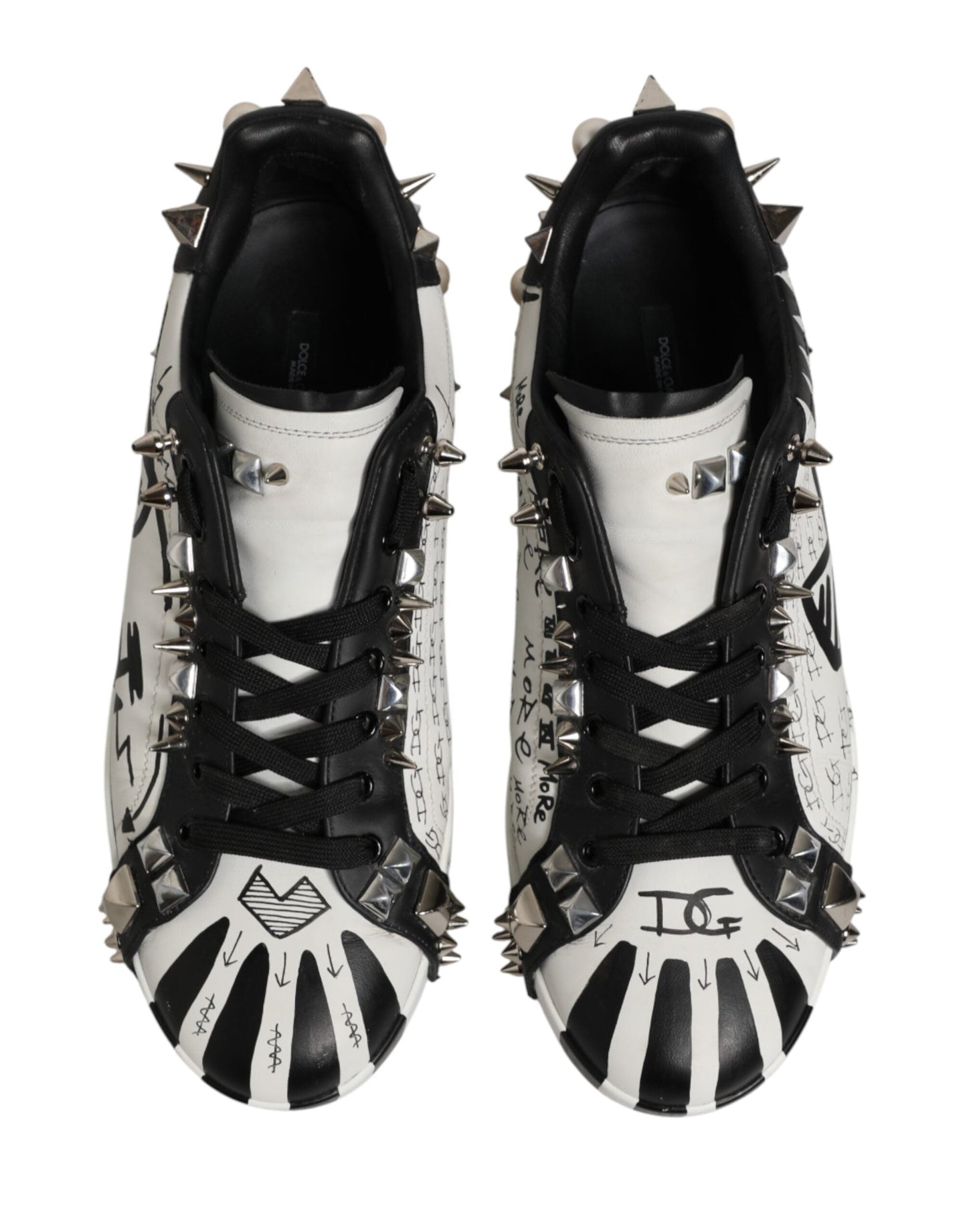 Dolce & Gabbana Black White Studded Low Top Sneakers Men's Shoes (Pre-Owned)