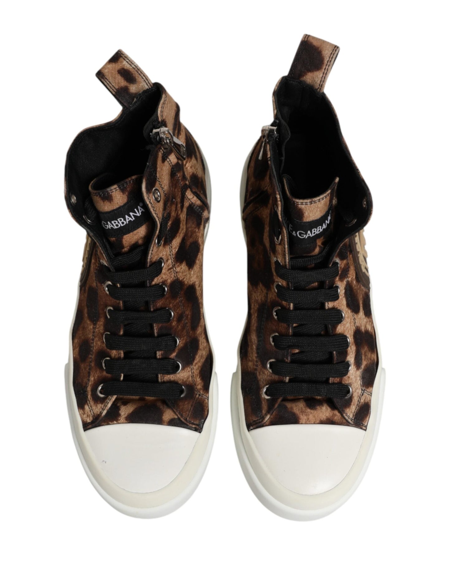Dolce & Gabbana Brown Leopard Cotton High Top Sneakers  Men's Shoes (Pre-Owned)
