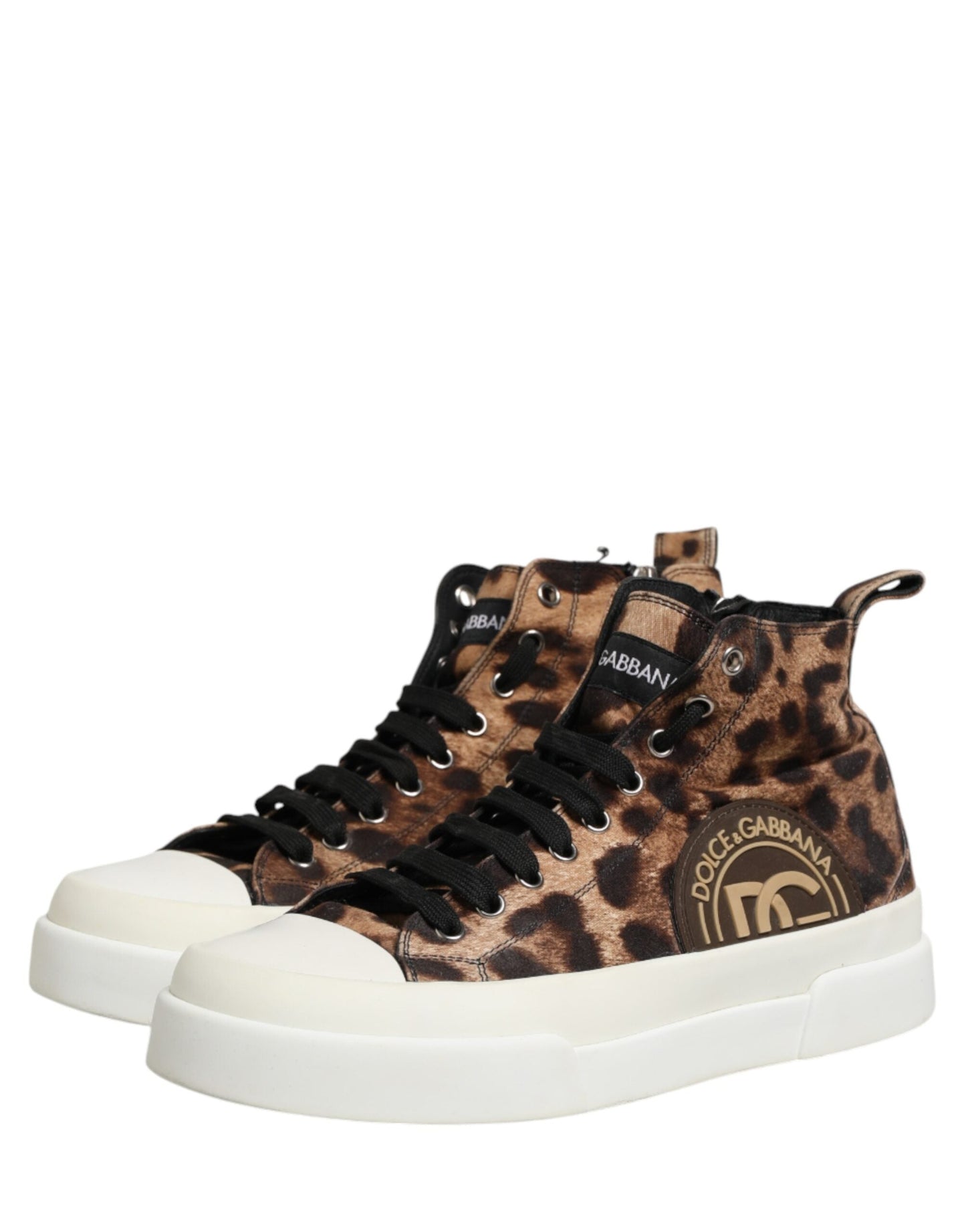 Dolce & Gabbana Brown Leopard Cotton High Top Sneakers  Men's Shoes (Pre-Owned)