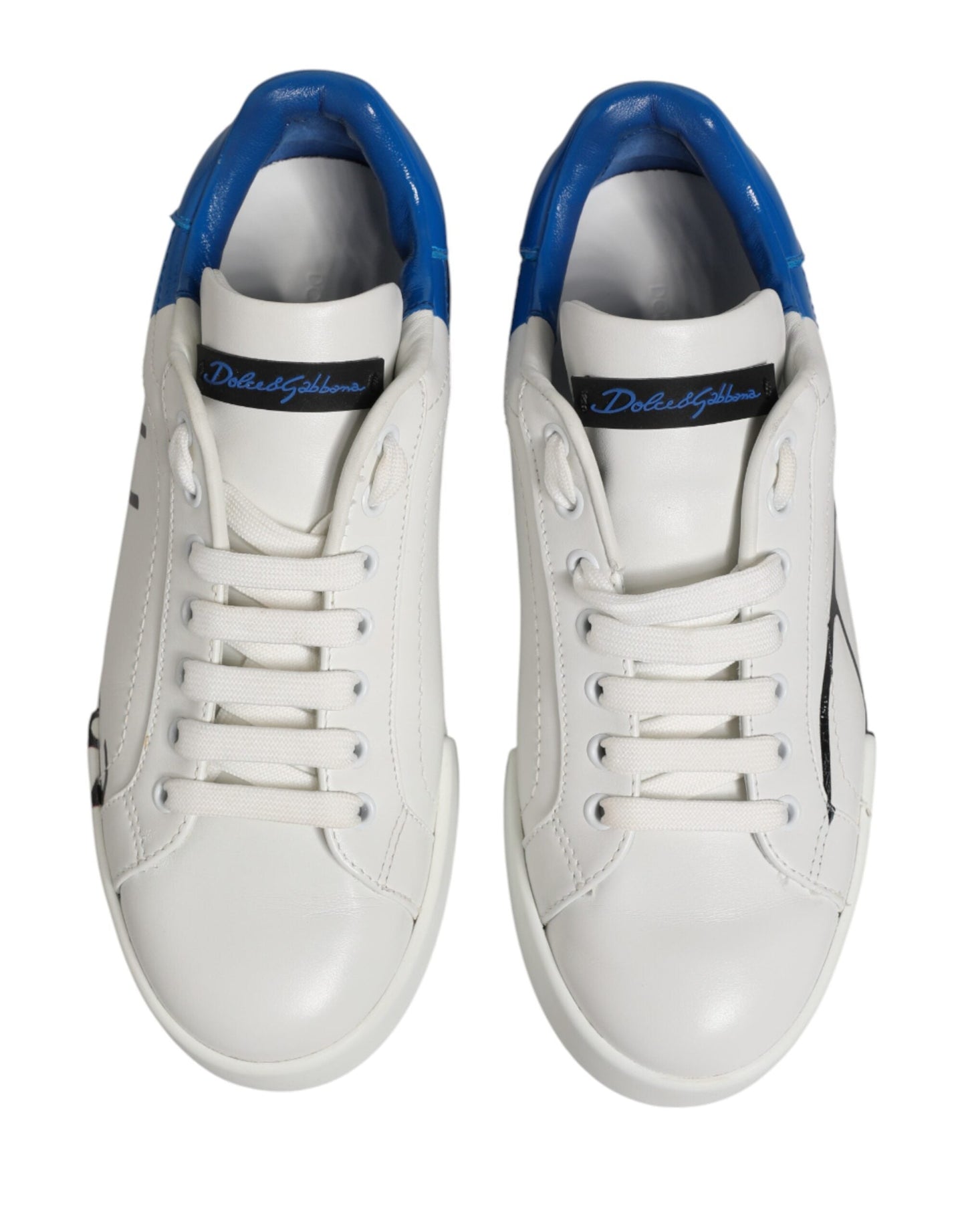 Dolce & Gabbana White Blue Portofino Low Top Sneakers Men's Shoes (Pre-Owned)