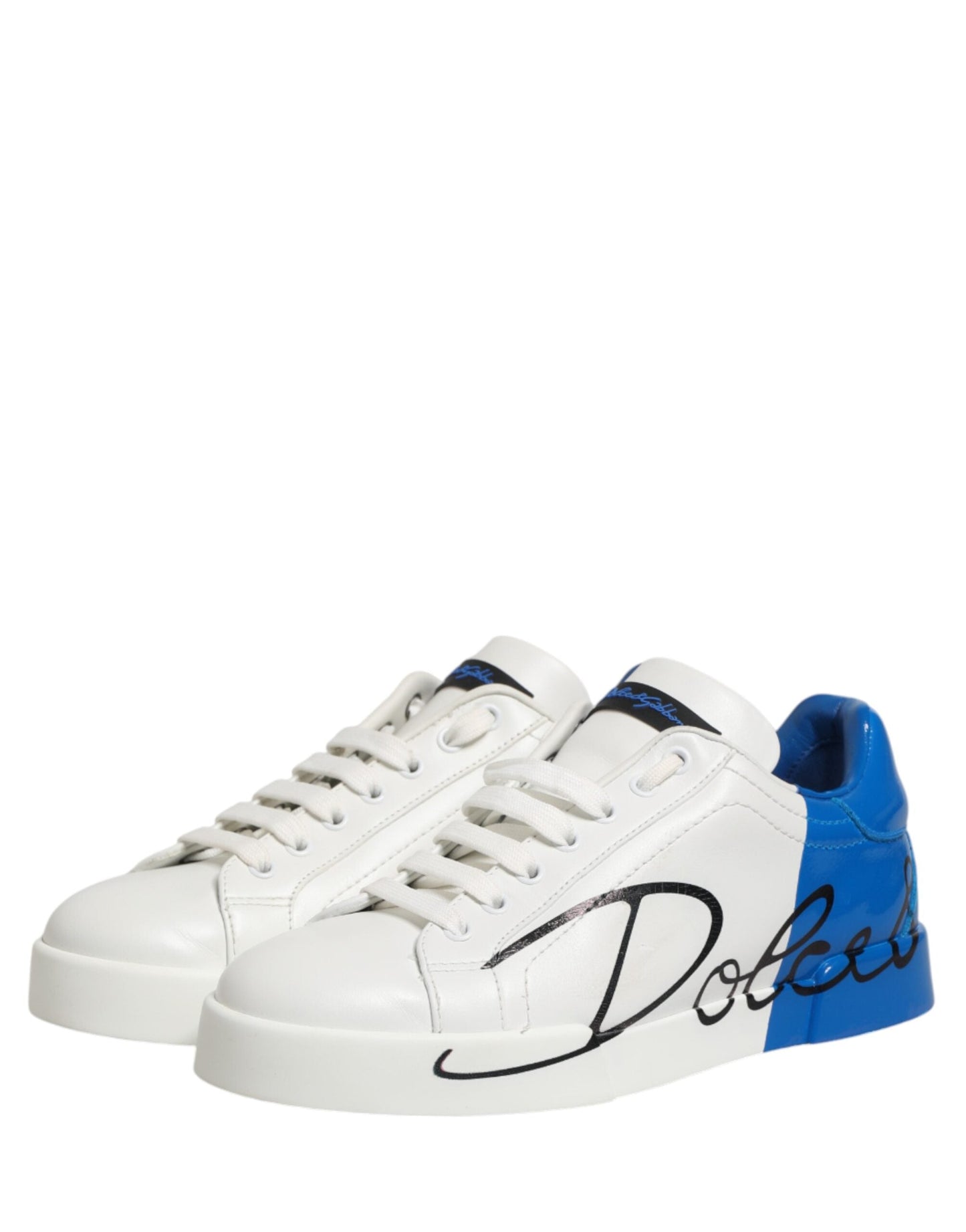 Dolce & Gabbana White Blue Portofino Low Top Sneakers Men's Shoes (Pre-Owned)