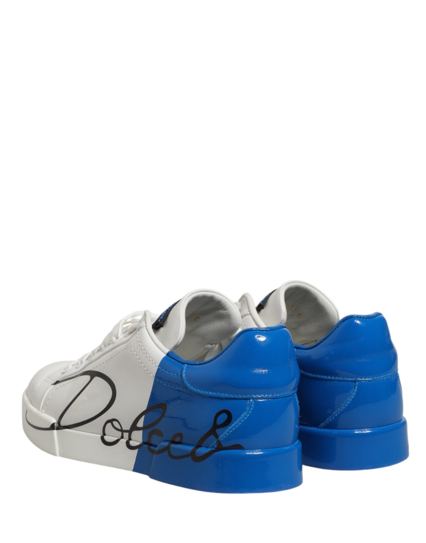 Dolce & Gabbana White Blue Portofino Low Top Sneakers Men's Shoes (Pre-Owned)