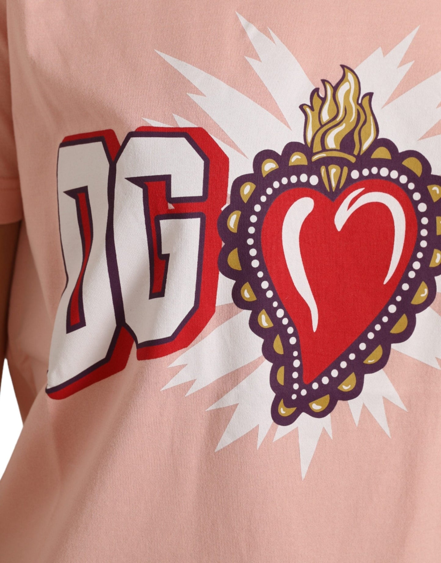 Dolce & Gabbana Pink Graphic Print Cotton Crew Neck Women's T-shirt