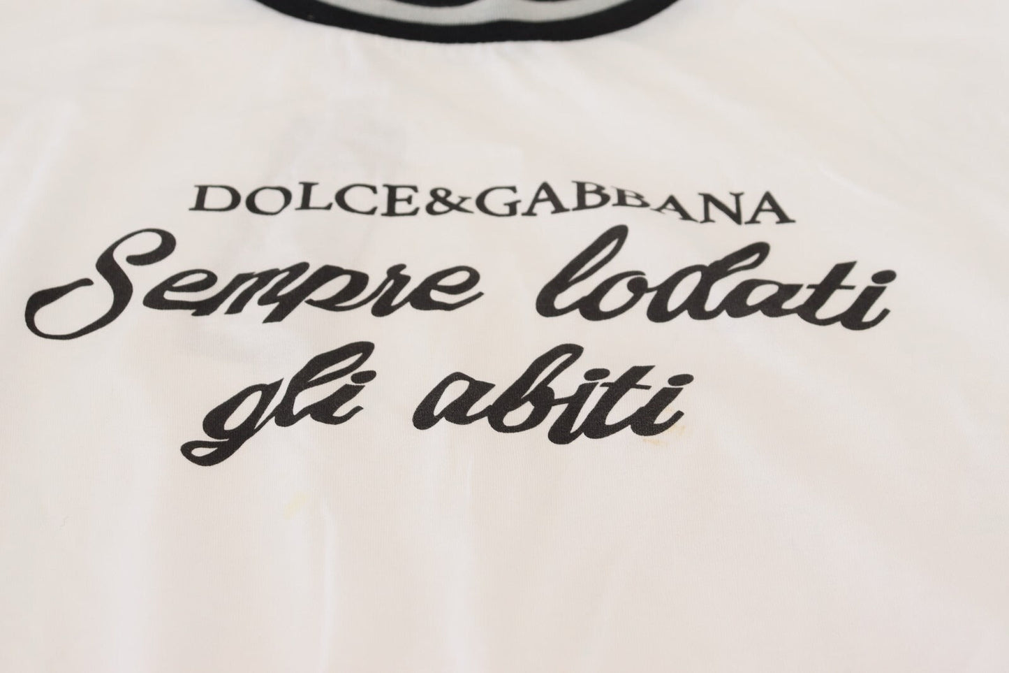 Dolce & Gabbana White Printed Short Sleeves Pullover Women's Top (Pre-Owned)