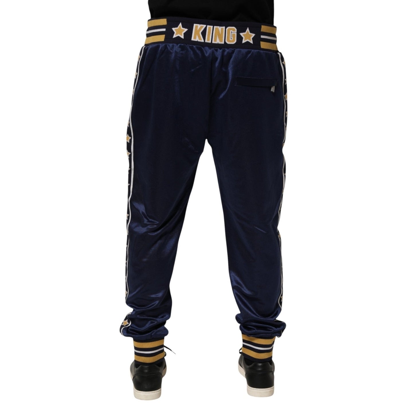 Dolce & Gabbana Blue Nylon Jogger Mid Waist Trouser Men's Pants (Pre-Owned)