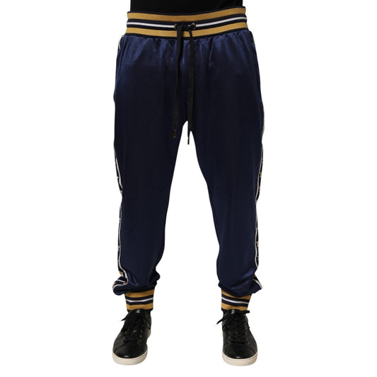 Dolce & Gabbana Blue Nylon Jogger Mid Waist Trouser Men's Pants (Pre-Owned)