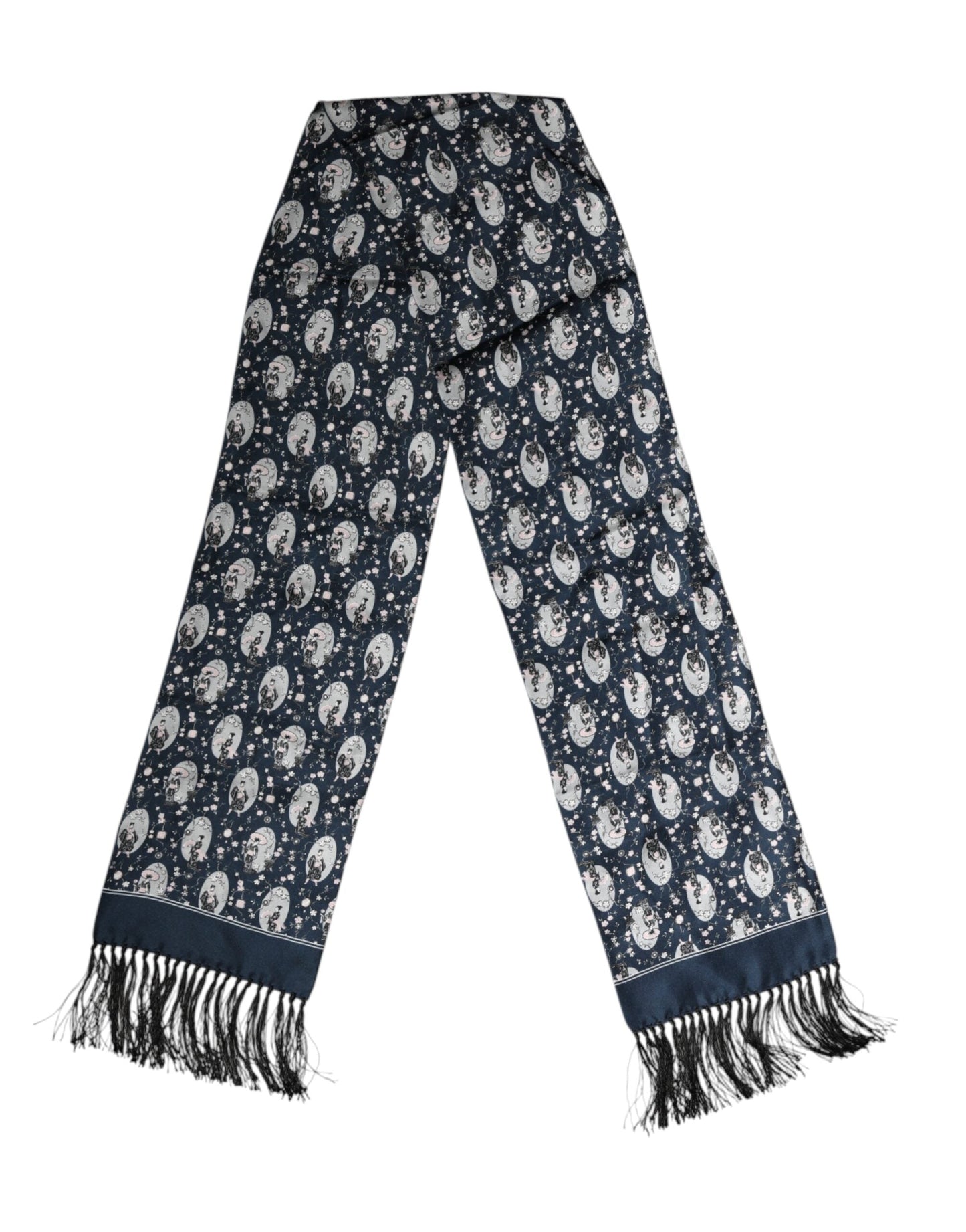 Dolce & Gabbana Navy Blue Silk Neck Wrap Shawl Men Men's Scarf