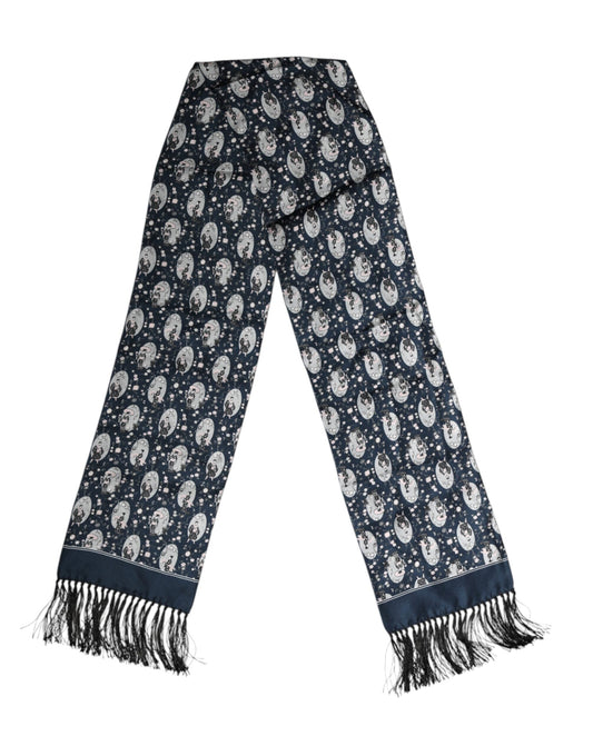 Dolce & Gabbana Navy Blue Silk Neck Wrap Shawl Men Men's Scarf