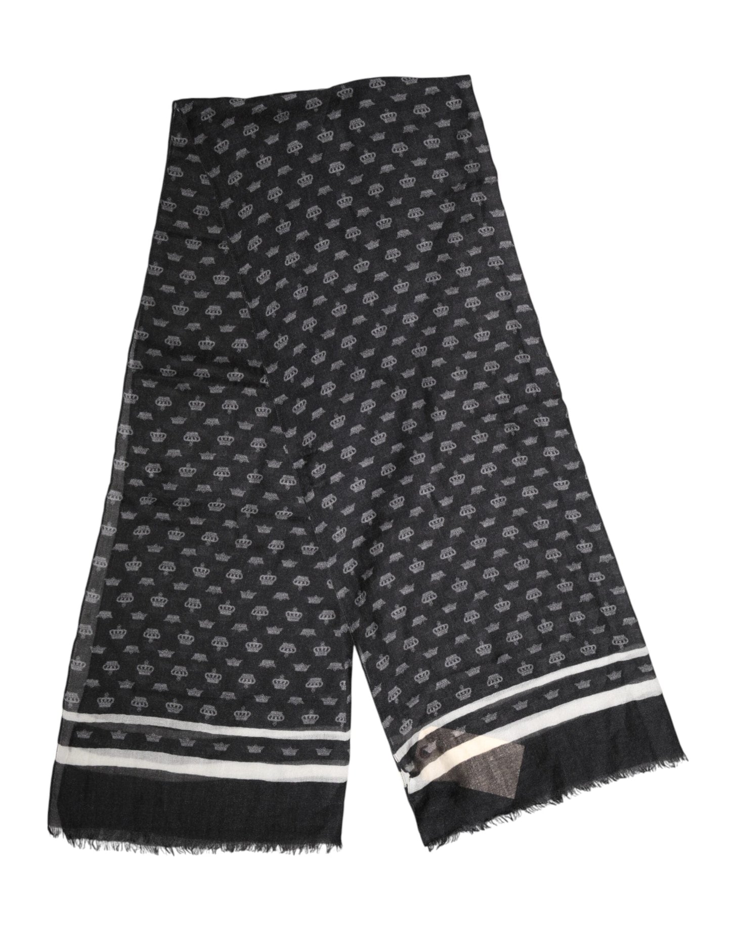 Dolce & Gabbana Black Crown Cashmere Neck Wrap Shawl Men's Scarf