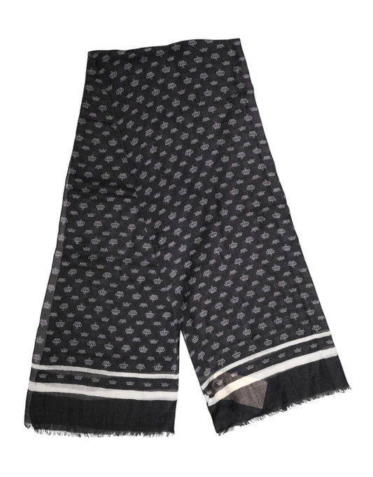Dolce & Gabbana Black Crown Cashmere Neck Wrap Shawl Men's Scarf