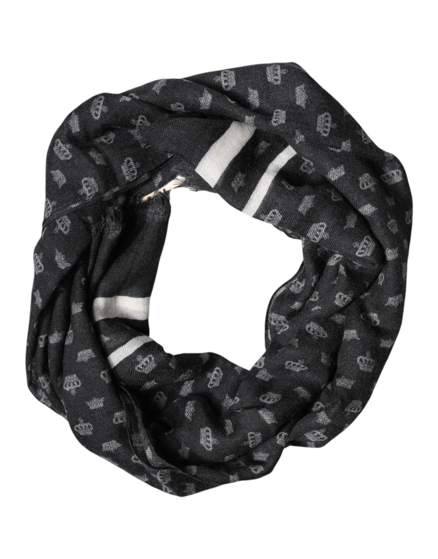 Dolce & Gabbana Black Crown Cashmere Neck Wrap Shawl Men's Scarf