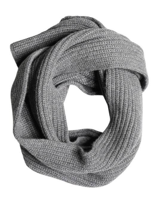 Dolce & Gabbana Gray Cashmere Knit Neck Wrap Shawl Men's Scarf