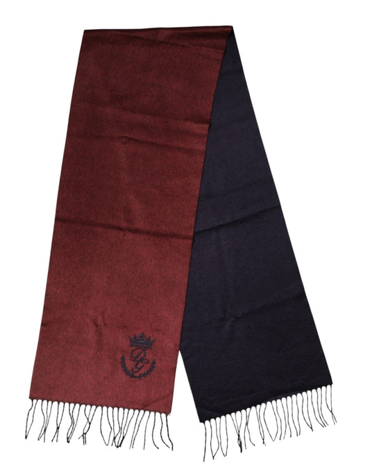 Dolce & Gabbana Maroon Silk Neck Wrap Shawl Fringes  Men's Scarf