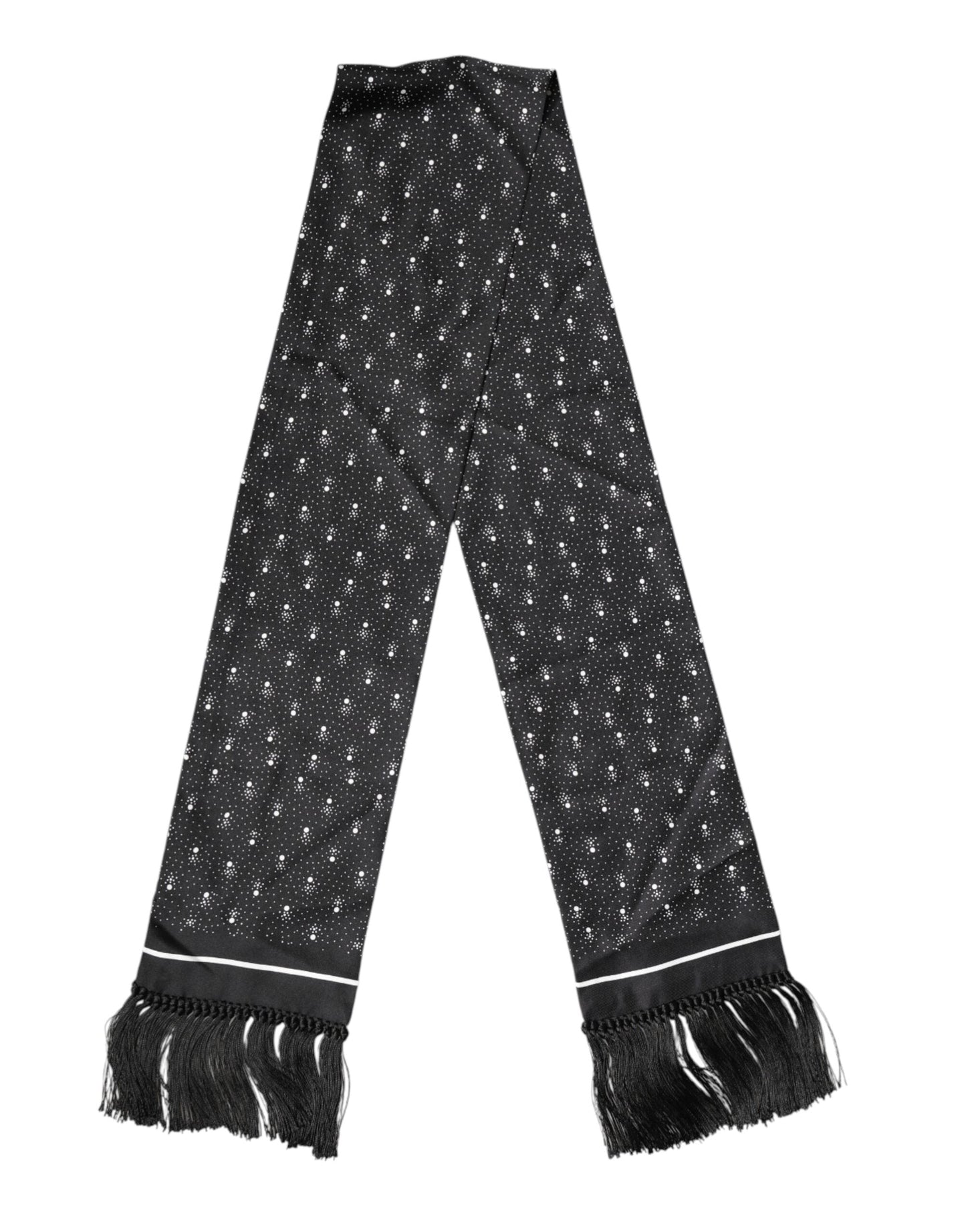 Dolce & Gabbana Black Silk Dotted Men Neck Wrap Shawl Men's Scarf