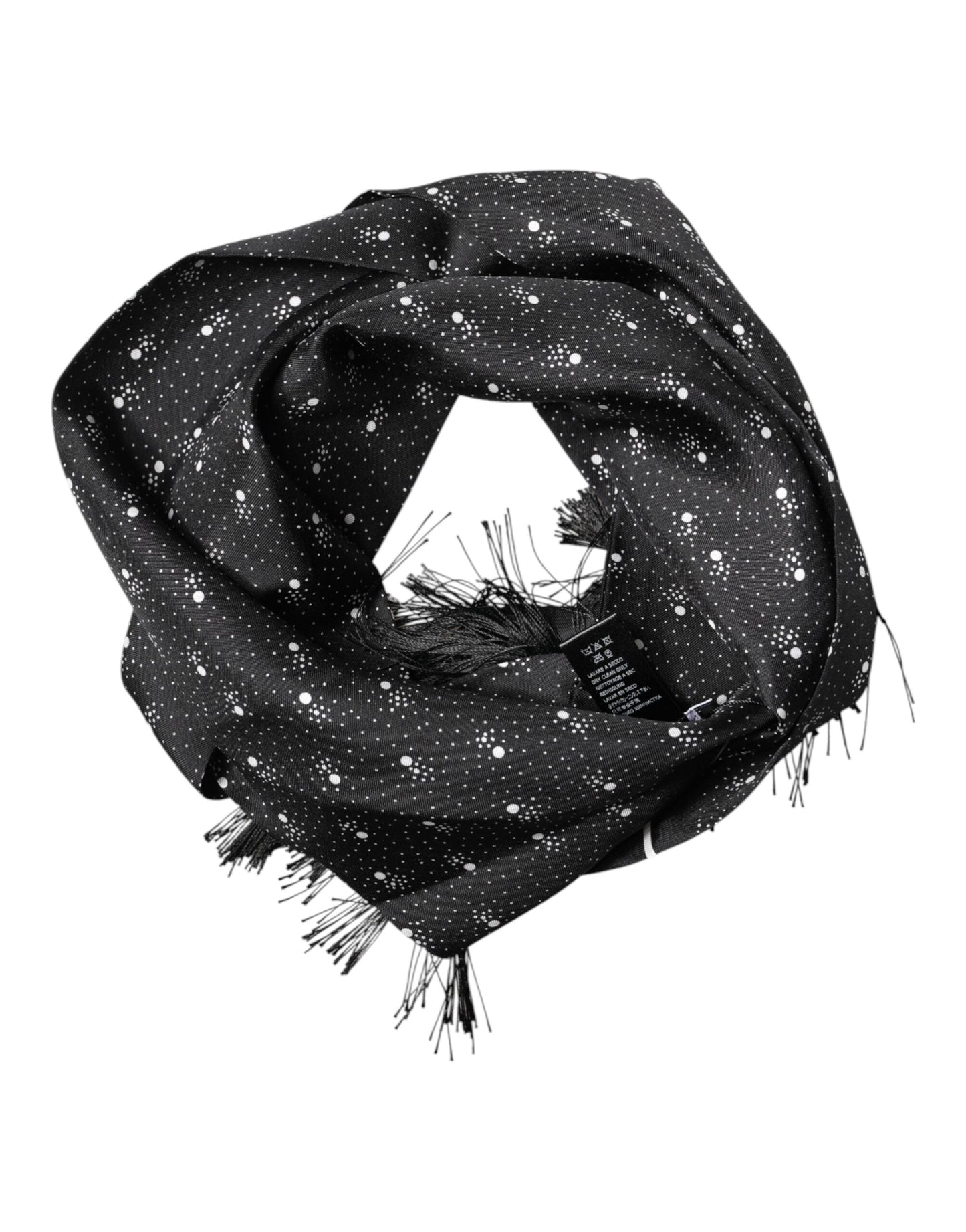 Dolce & Gabbana Black Silk Dotted Men Neck Wrap Shawl Men's Scarf