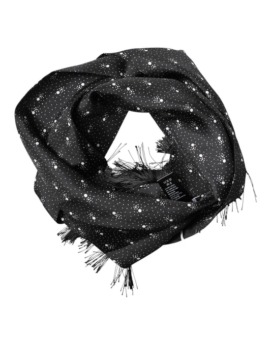 Dolce & Gabbana Black Silk Dotted Men Neck Wrap Shawl Men's Scarf