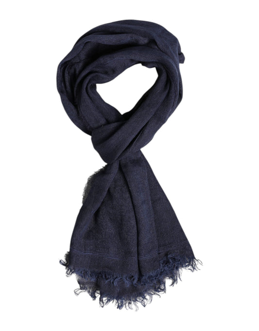 Dolce & Gabbana Blue Linen Neck Wrap Men Shawl Fringe Men's Scarf