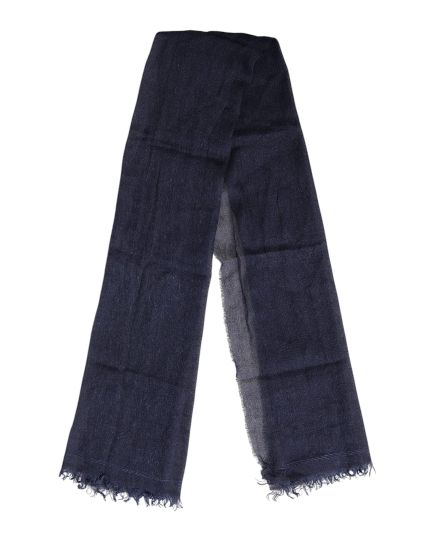 Dolce & Gabbana Blue Linen Neck Wrap Men Shawl Fringe Men's Scarf
