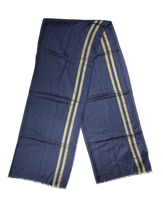 Dolce & Gabbana Blue Cashmere Neck Wrap Shawl Fringes Men's Scarf (Pre-Owned)