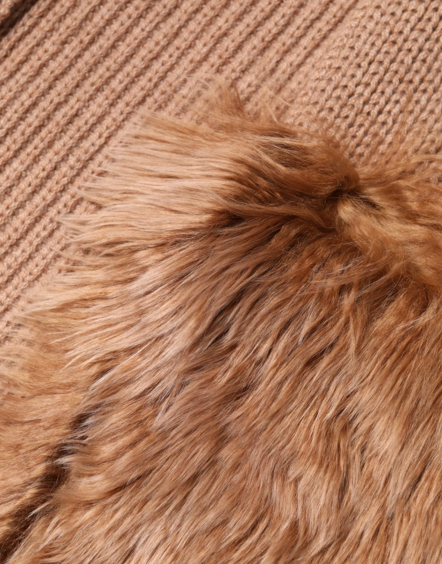 Dolce & Gabbana Brown Cashmere Knitted Fur Shawl Women's Scarf