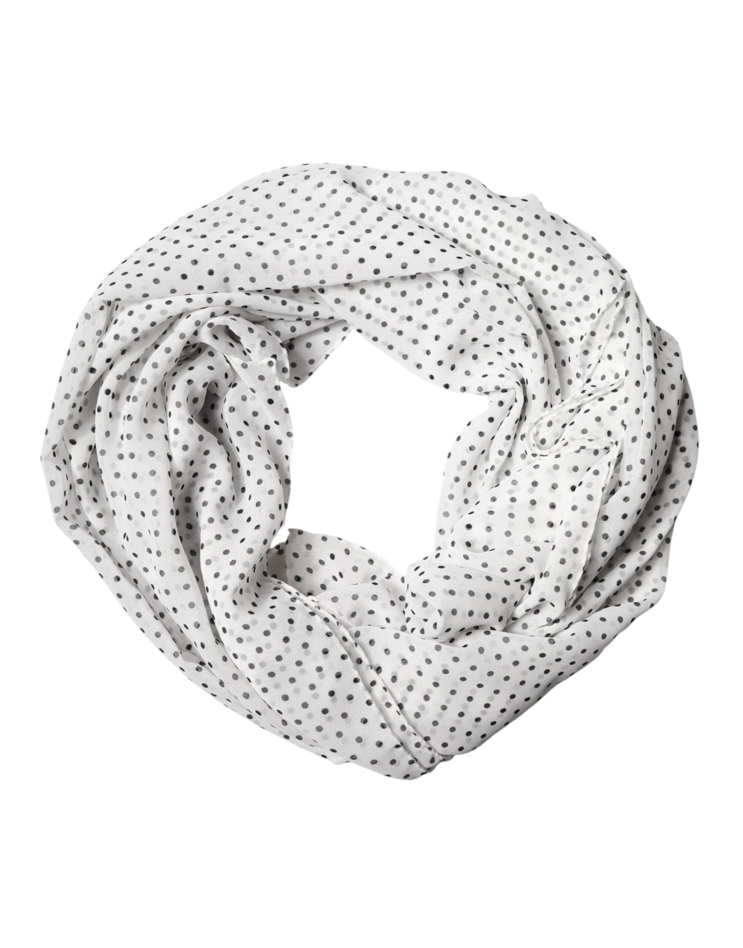 Dolce & Gabbana White Polka Dot Polyester Shawl Women's Scarf